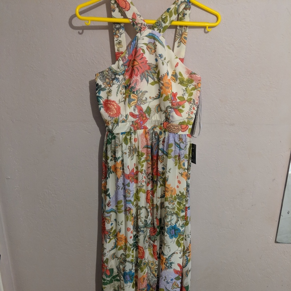 Floral halter floor length gown